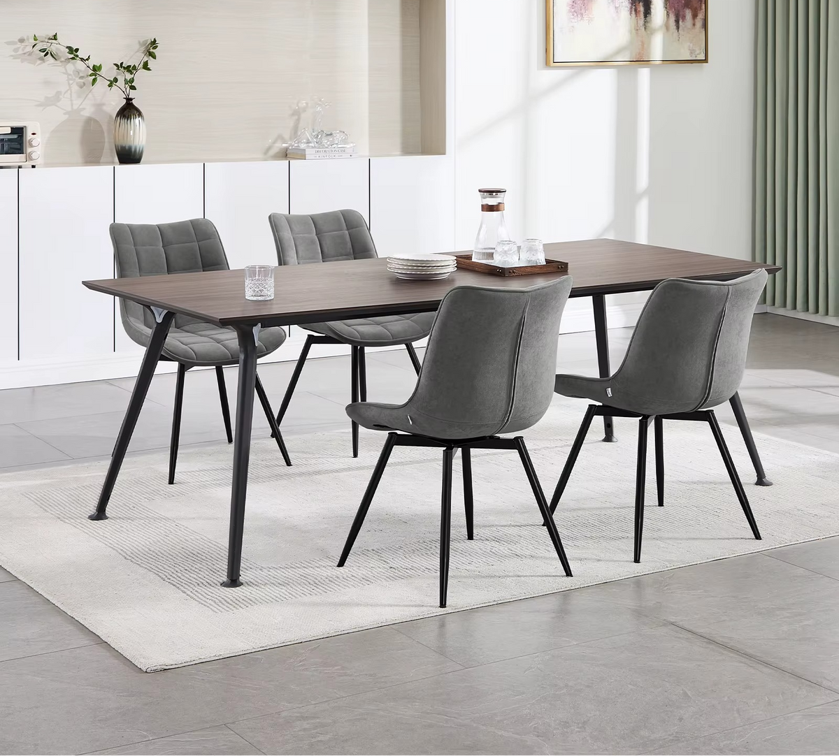 4-delige Set Draaibare Eetkamerstoelen Zwart Fluweel – 360° Velvet Stoelen met Metalen Poten – Moderne Luxe Eetkamerstoelen