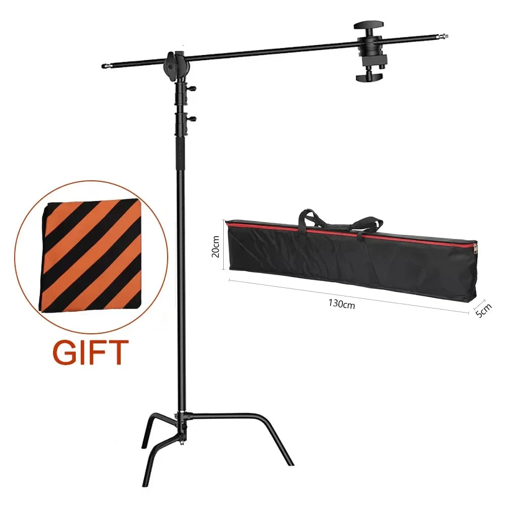 Heavy Duty C-Stand Lichtstatief 2,6M / 3,3M – RVS Fotografie Statief voor Studio, Camera, Softbox en LED Lamp