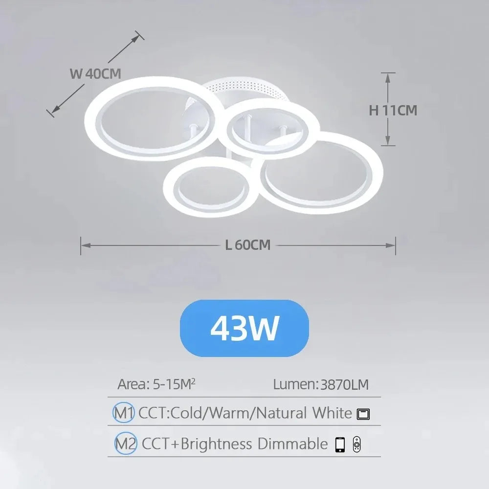 Moderne LED Plafondlamp met Afstandsbediening & App – Dimbare Smart Ring Lamp