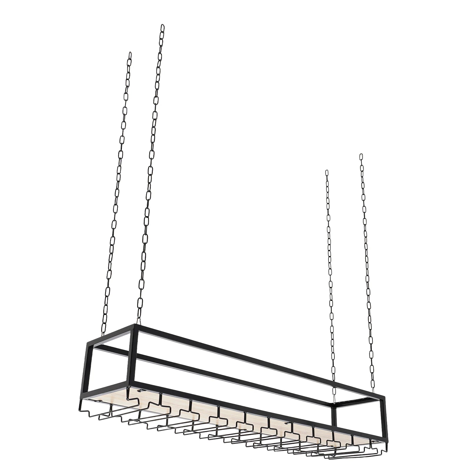 Hangend Wijnrek Industrieel met Glazenhouder – Vintage Plafond Wijnrek Metaal & Hout