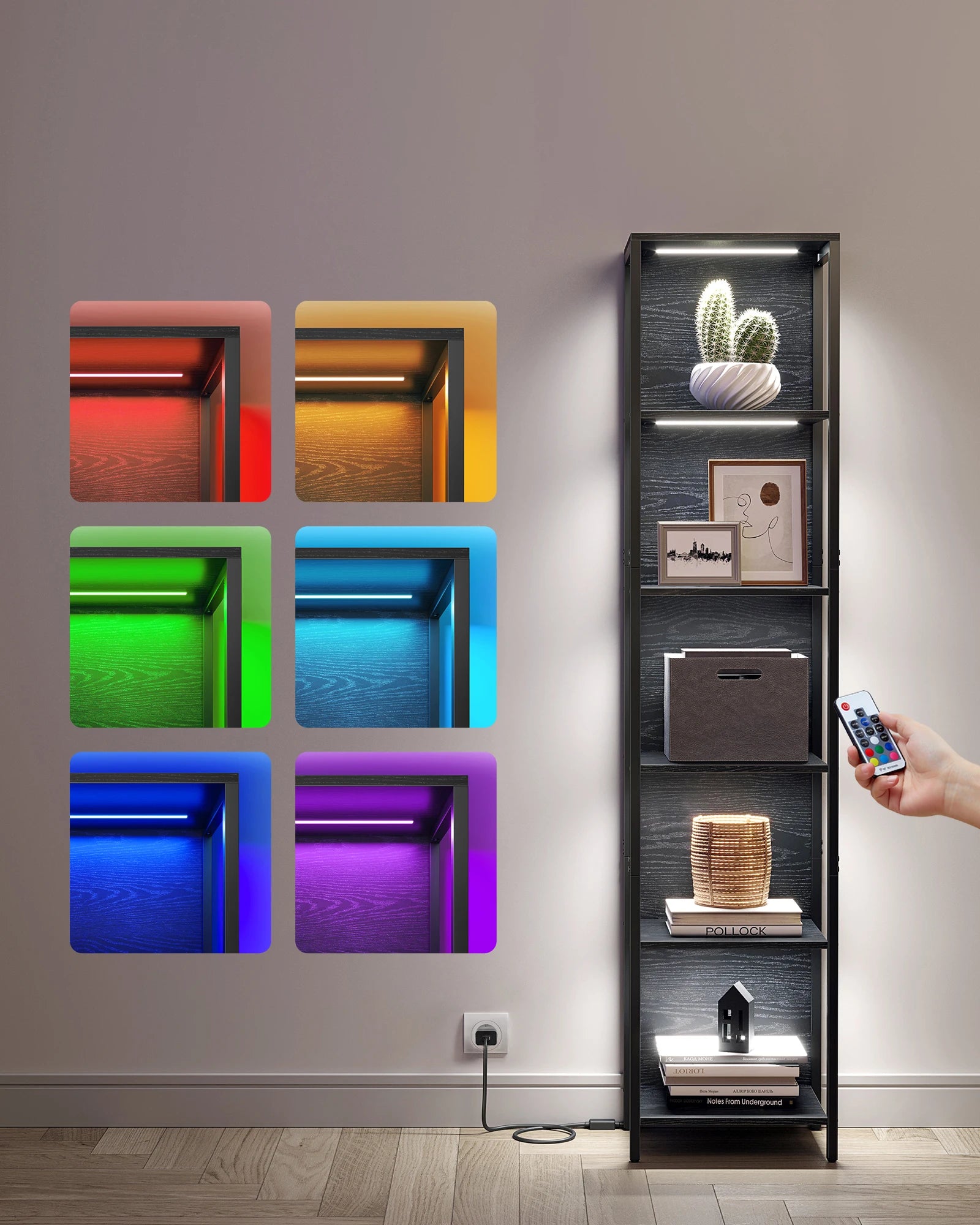 6‑Laagse Boekenkast met LED‑Verlichting - Stalen Frame & XXL Opbergruimte
