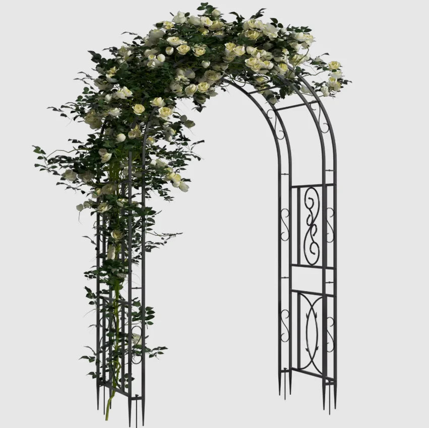 Metalen plantenrek voor in de tuin – voor klimplanten en als frame voor een trouwboog.
