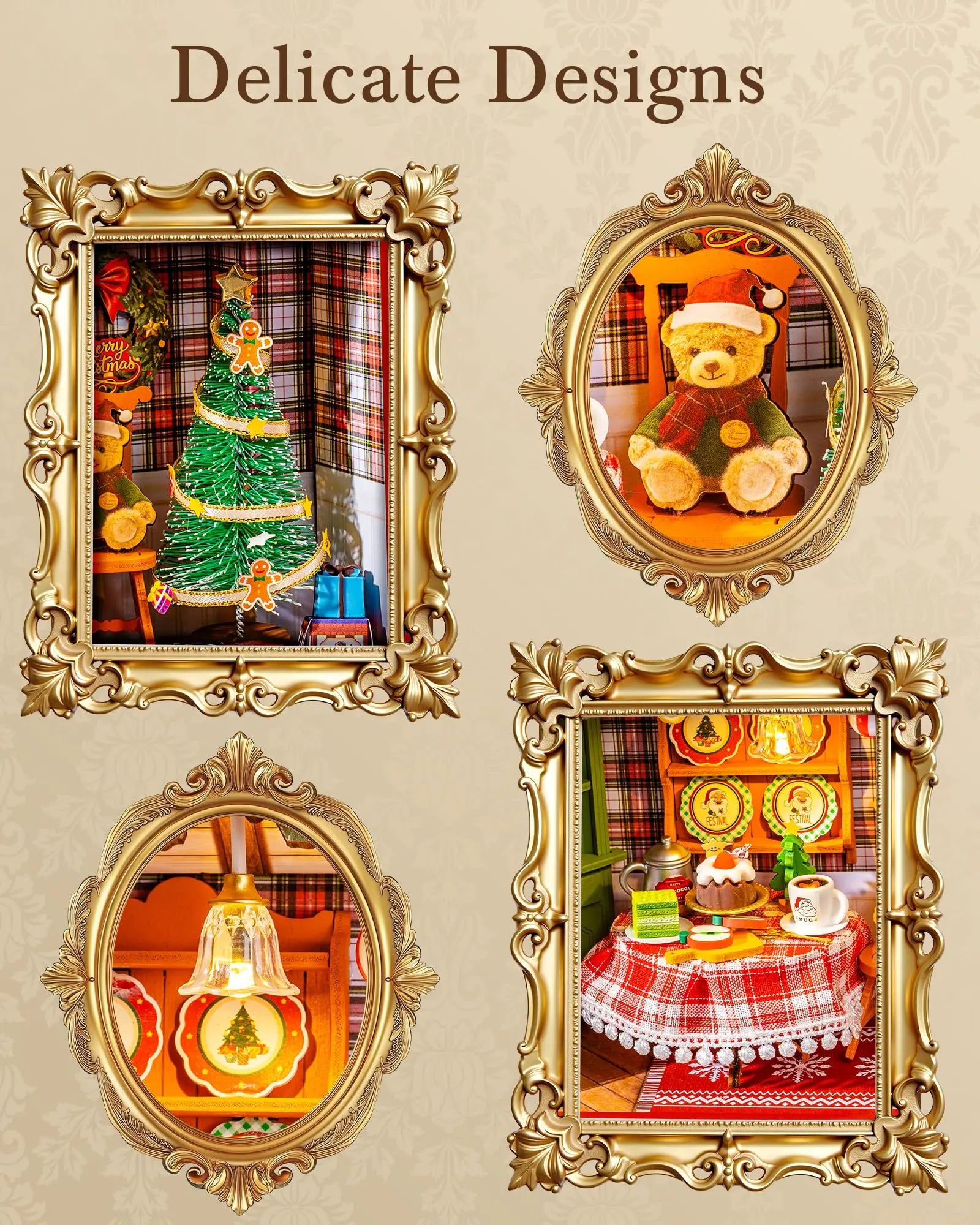 3D LED Kerst Diorama Houten Puzzel – Sfeervolle Kerstdecoratie & Creatief Cadeau voor Volwassenen