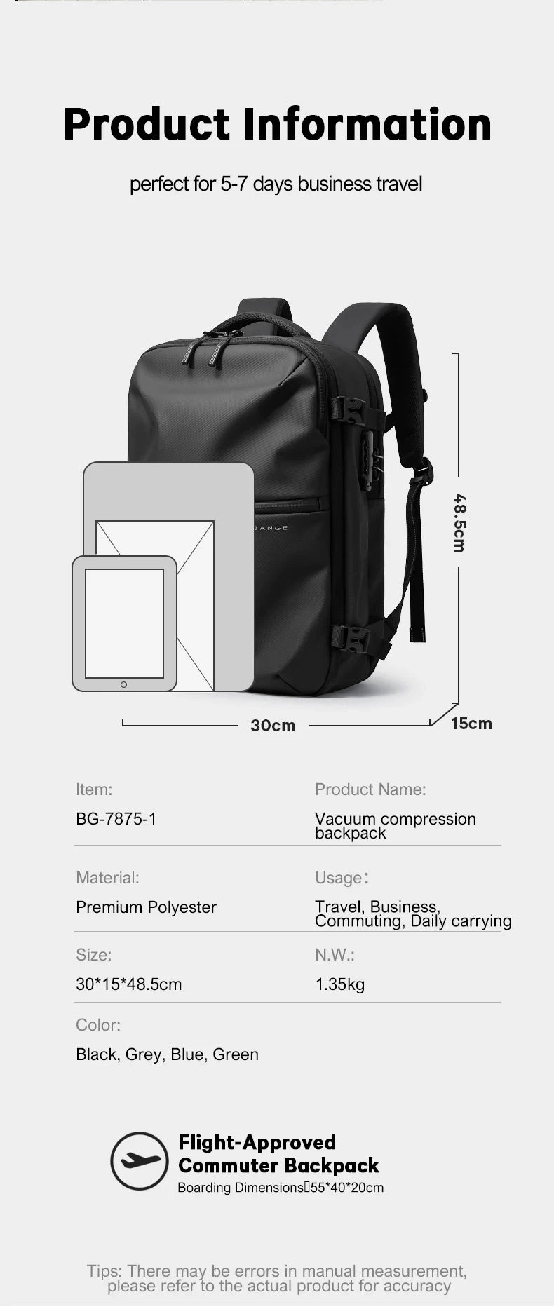 Grote Anti‑Diefstal Reisklare Rugzak 55 L – Waterdichte School & Cabin Tas Voor 16″ Laptop
