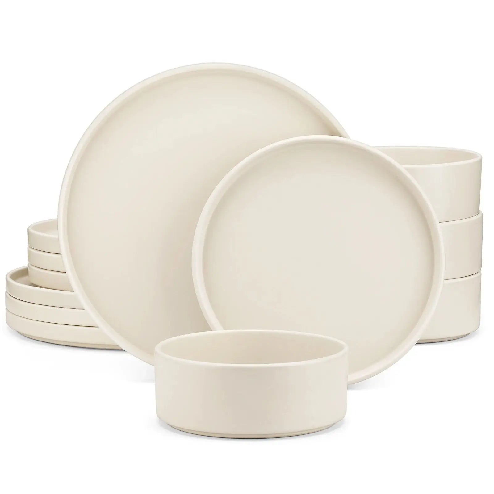 24-delige Serviesset van Steengoed Keramiek – Cream White Vierkant Servies voor 8 Personen