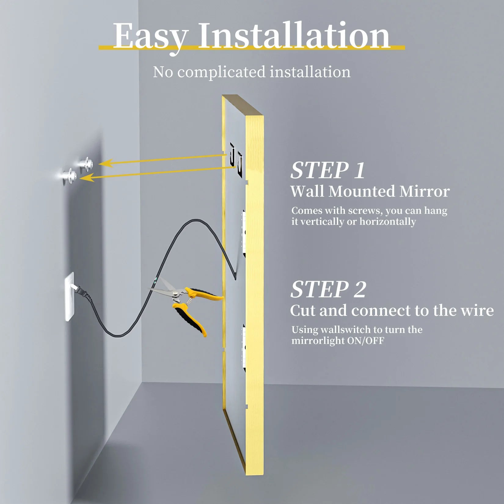 LED Badkamerspiegel Goud Frame – Dimbaar met 3 Lichtkleuren & Anti-Condens