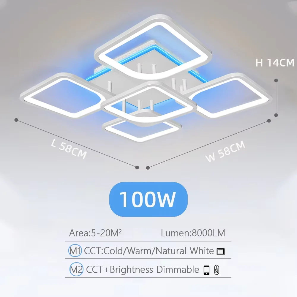 Slimme Vierkante LED Plafondlamp – Dimbare Minimalistische Plafondverlichting met Afstandsbediening & App
