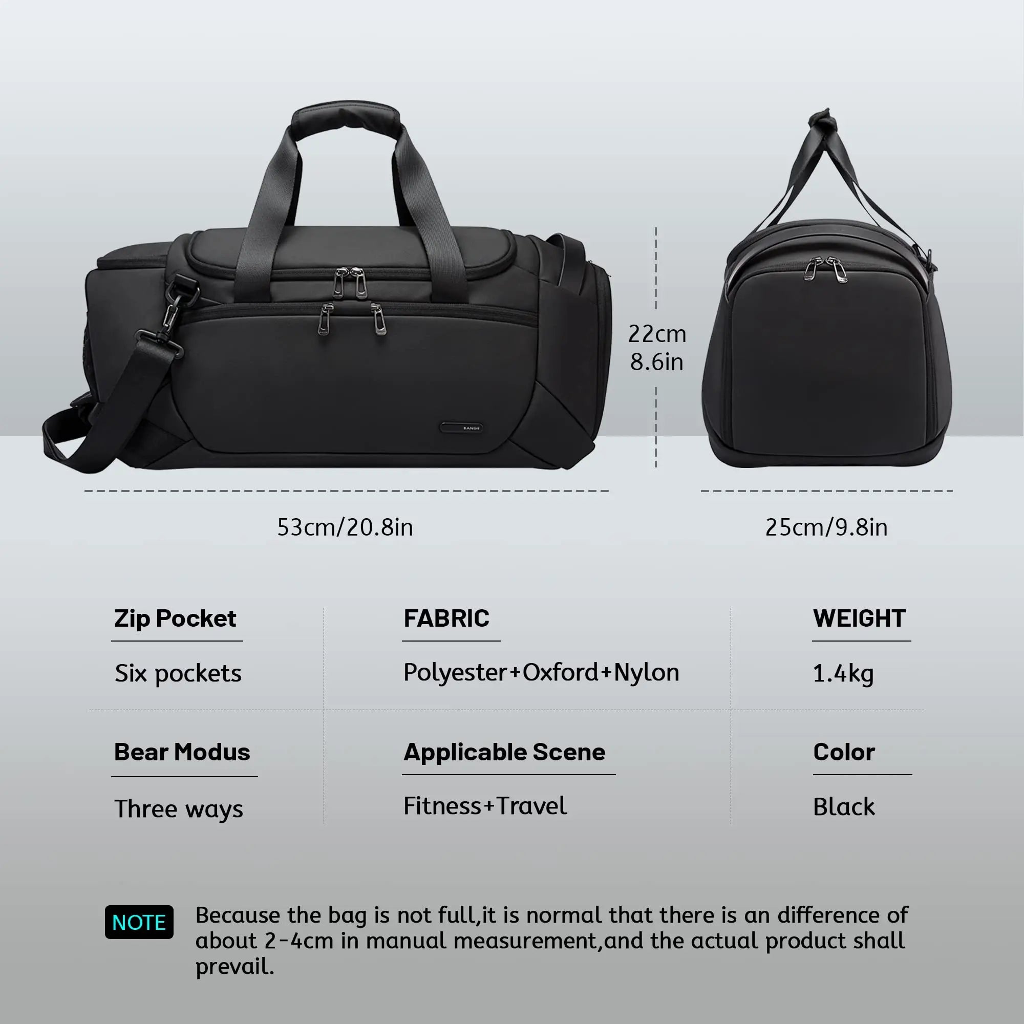 Waterdichte Duffel Tas met Schoenenvak 21″ – Gymtas voor Mannen met Nat & Droog Compartiment, Reistas Sport & Fitness