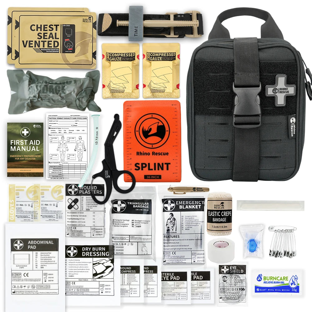 Complete IFAK Trauma Kit EHBO Set – Tactical Eerste Hulp Tas met Tourniquet & Verbanden voor Auto, Outdoor & Noodgevallen