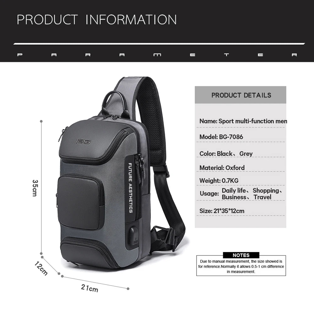 Waterdichte Anti‑Diefstal Crossbody Tas Heren – Multifunctionele Sling Bag voor Reizen & Dagelijks Gebruik