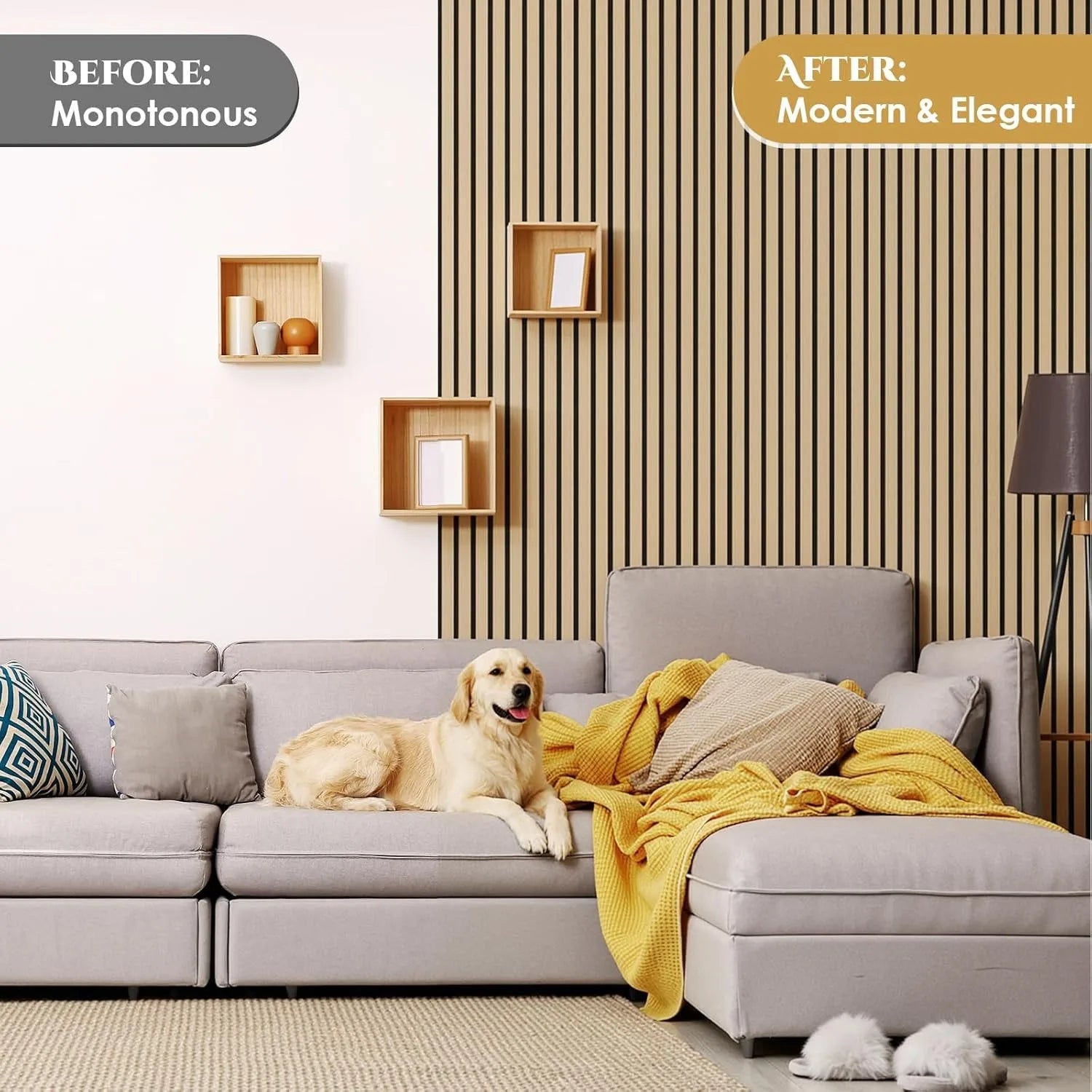 Houten Akoestische Panelen 120x60 cm Set van 4 – Geluidsabsorberende Wandpanelen met Houtlook voor Interieur