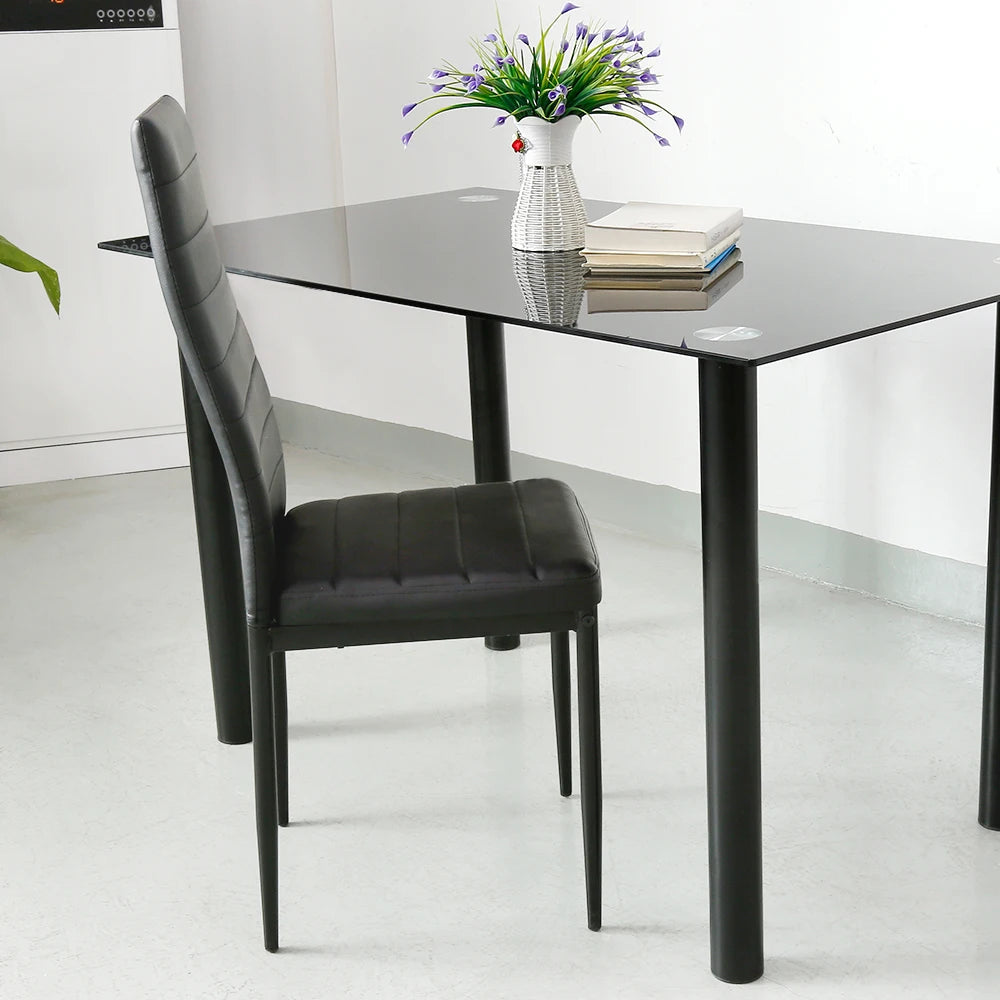 4‑delige moderne eetkamerstoelen set — PU leder met metalen poten, geschikt voor woonkamer, keuken & eetkamer