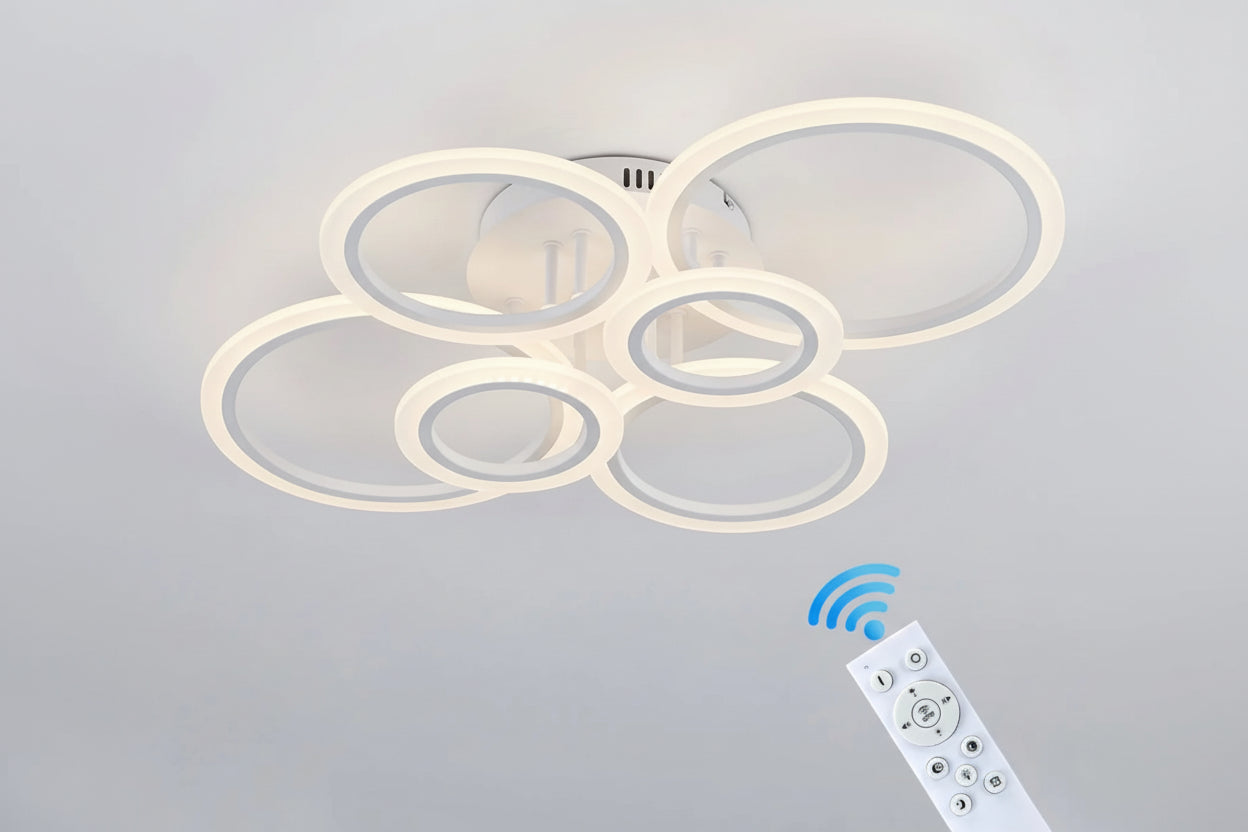 Moderne LED Plafondlamp Cirkel met Afstandsbediening – Dimbare Acryl Lamp met 3 Lichtkleuren voor Woonkamer, Slaapkamer & Keuken
