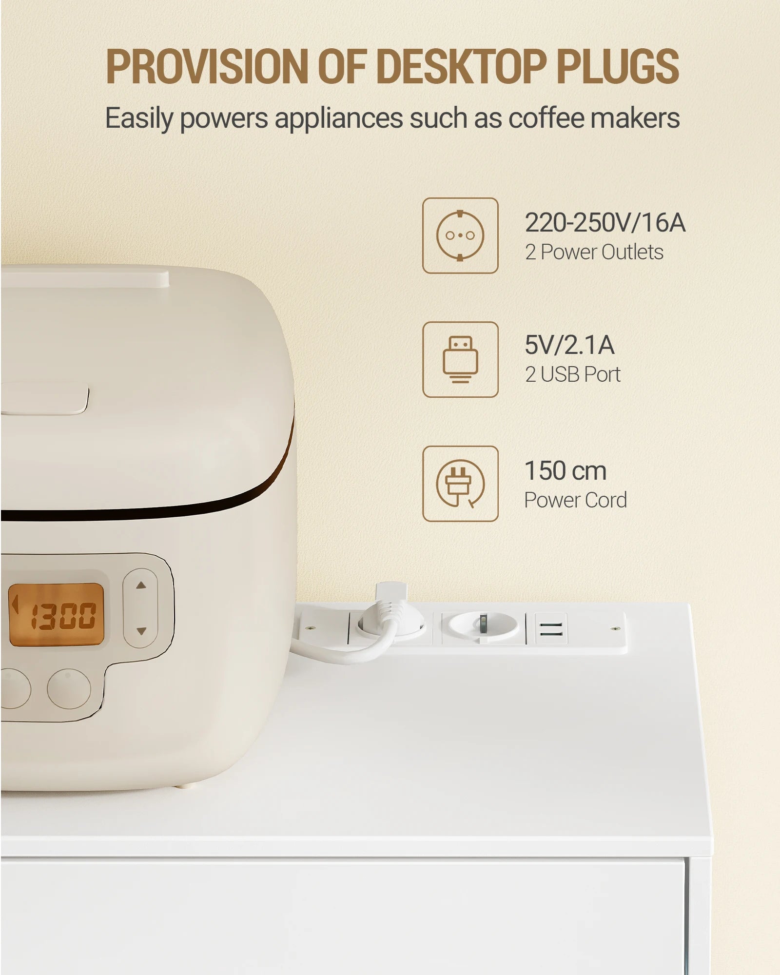 Moderne keuken en opbergkast met LED‑licht & geïntegreerde stopcontacten – multifunctionele buffetkast