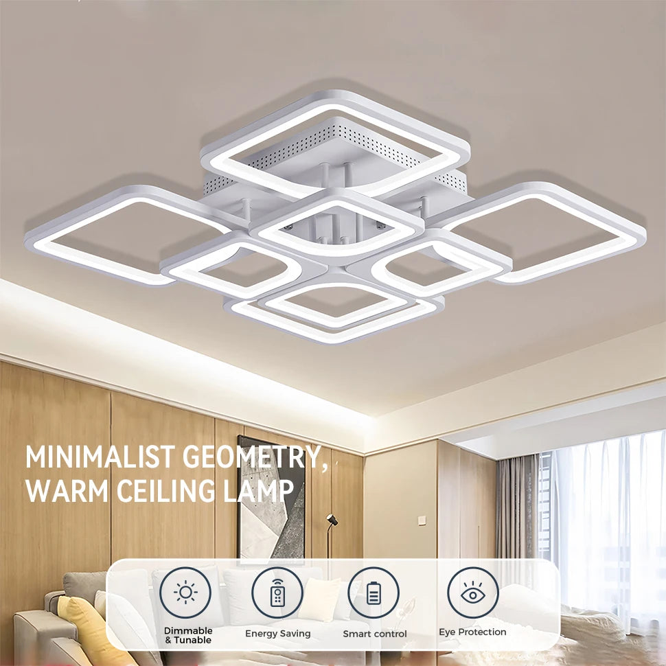 Moderne LED Plafondlamp met Afstandsbediening – Dimbare Scandinavische Plafondverlichting voor Woonkamer, Slaapkamer & Eetkamer