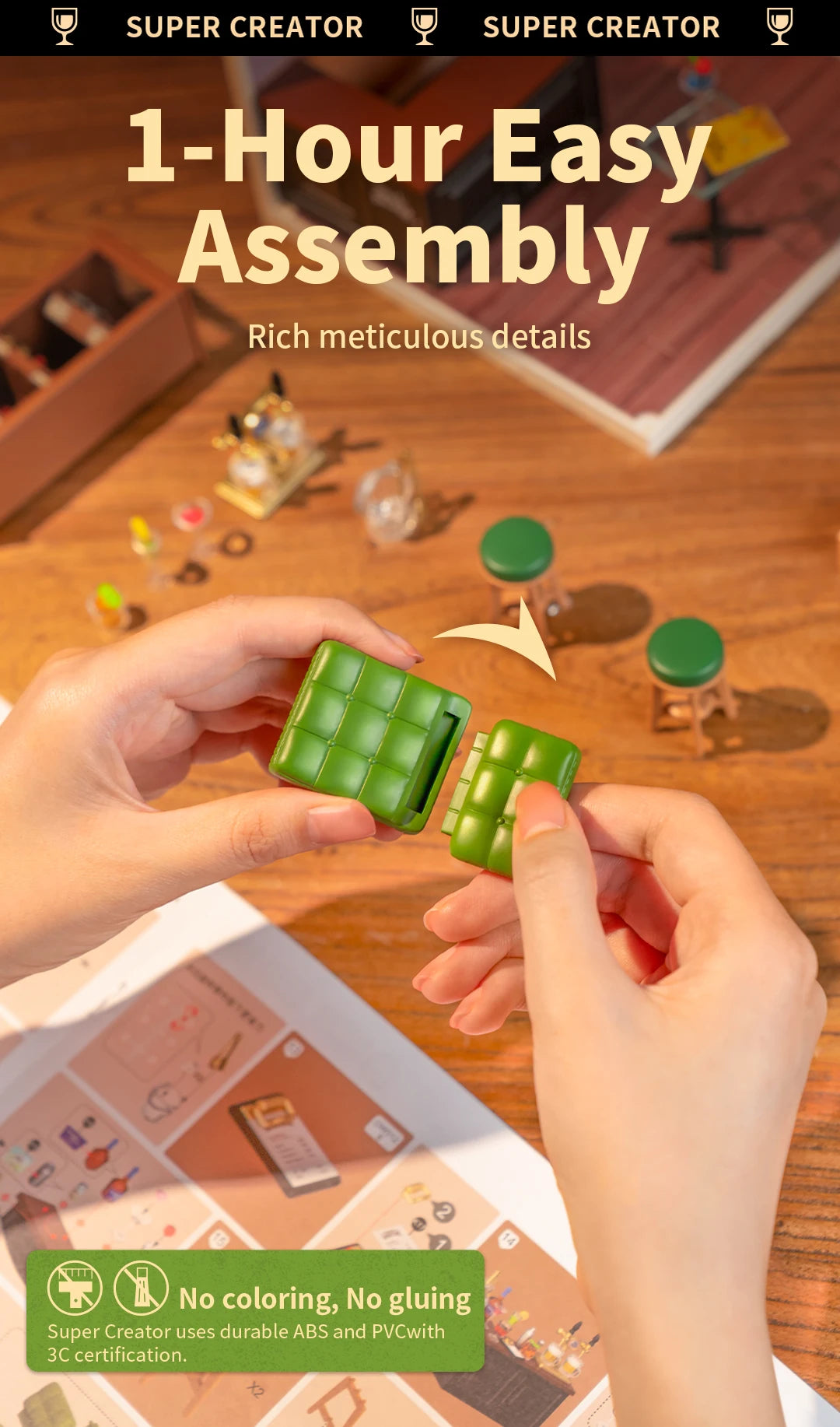 Miniatuur Poppenhuis Bouwset – Burgers Bar Thema – Creatieve DIY Bouwstenen voor Kinderen en Tieners