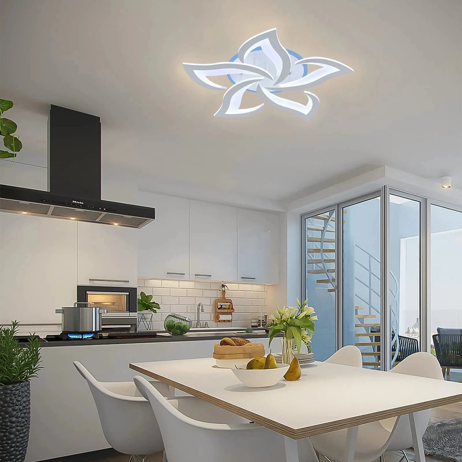 Slimme LED Plafondlamp Lotus – Dimbare Moderne Plafondverlichting met Afstandsbediening & App, Luxe Design voor Woonkamer, Slaapkamer & Eetkamer