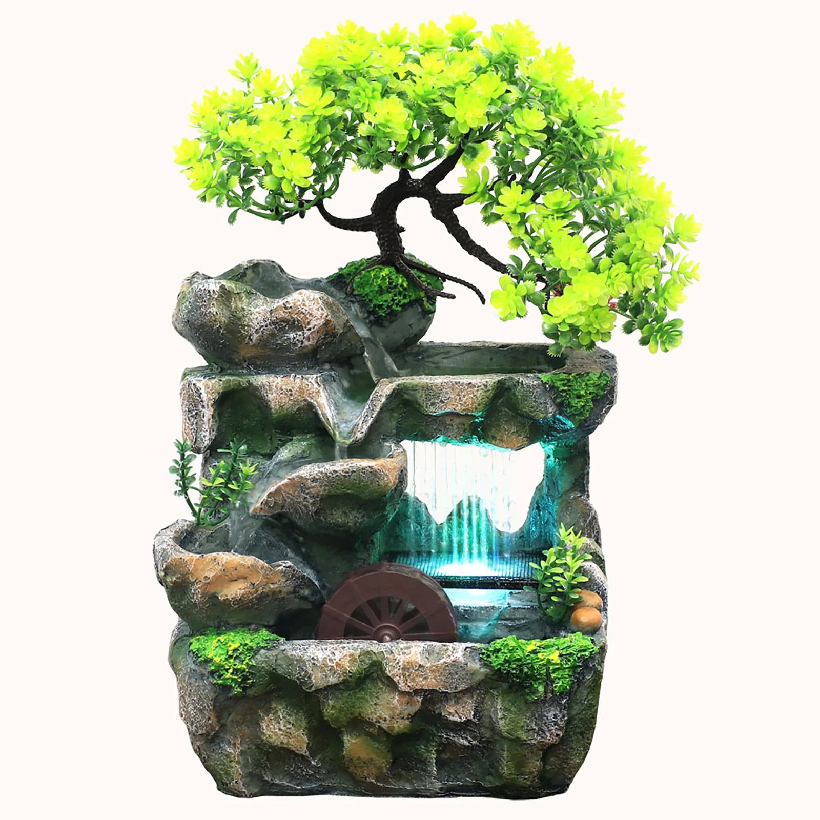 Desktop Fontein met LED Verlichting – Zen Indoor Waterfontein voor Rustgevende Decoratie op Tafel en Bureau
