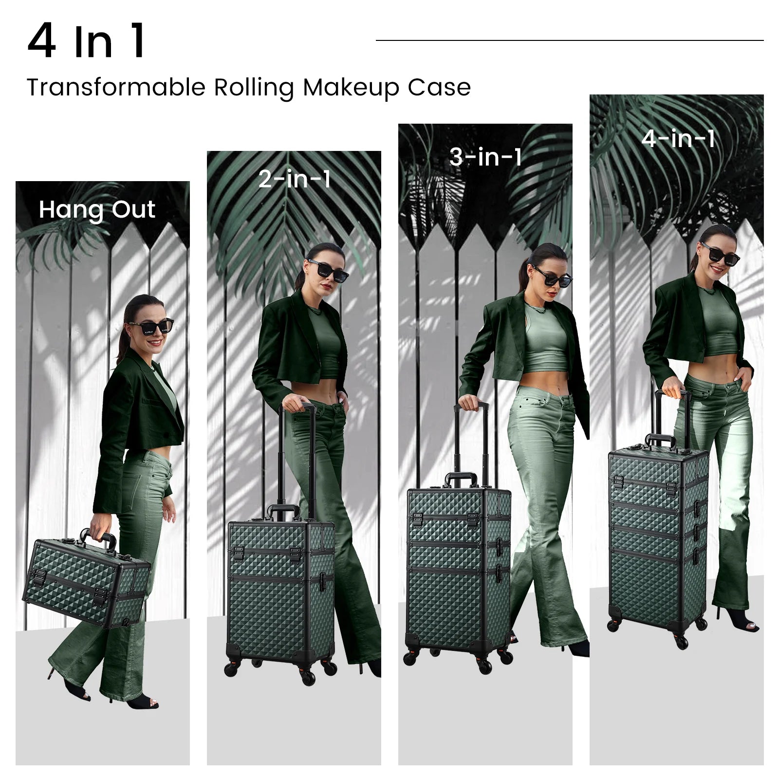 Rollende Make-up Koffer 4-in-1 – Cosmetica Trekkoffer met Wielen en Slot – Ruime Reiskoffer voor Beautyproducten en Accessoires