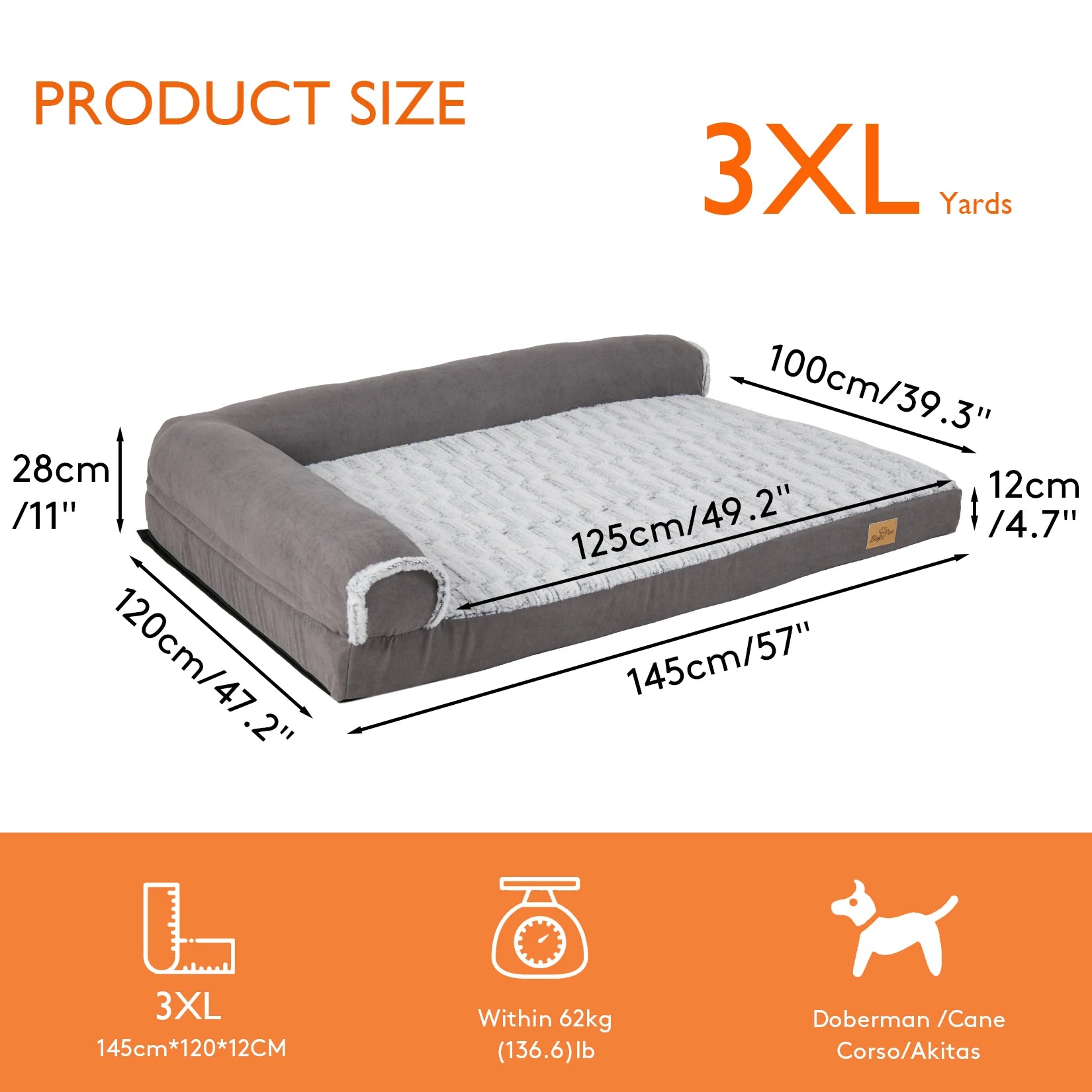 Orthopedisch Hondenbed XXL met Traagschuim – L-Vormig Hondenkussen voor Grote Honden met Wasbare Hoes, Waterdicht & Antislip