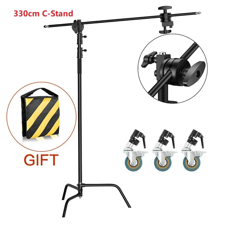 Roestvrijstalen Lichtstatief 2,6M – Opvouwbare Driepoot voor Fotografie en Videografie – Professioneel Studio- en Locatiegebruik