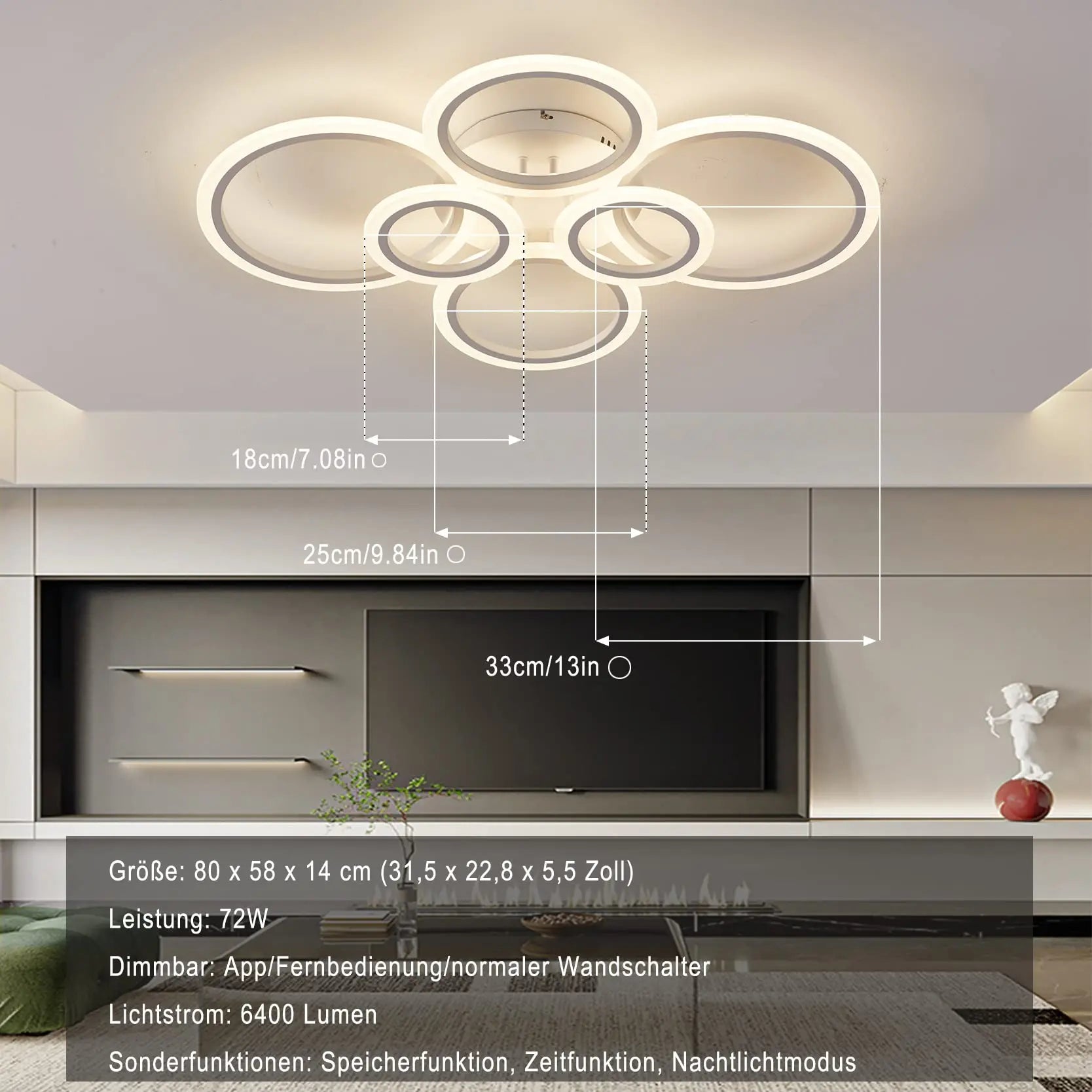 Moderne LED Plafondlamp met Afstandsbediening & App – Dimbare Smart Ring Lamp