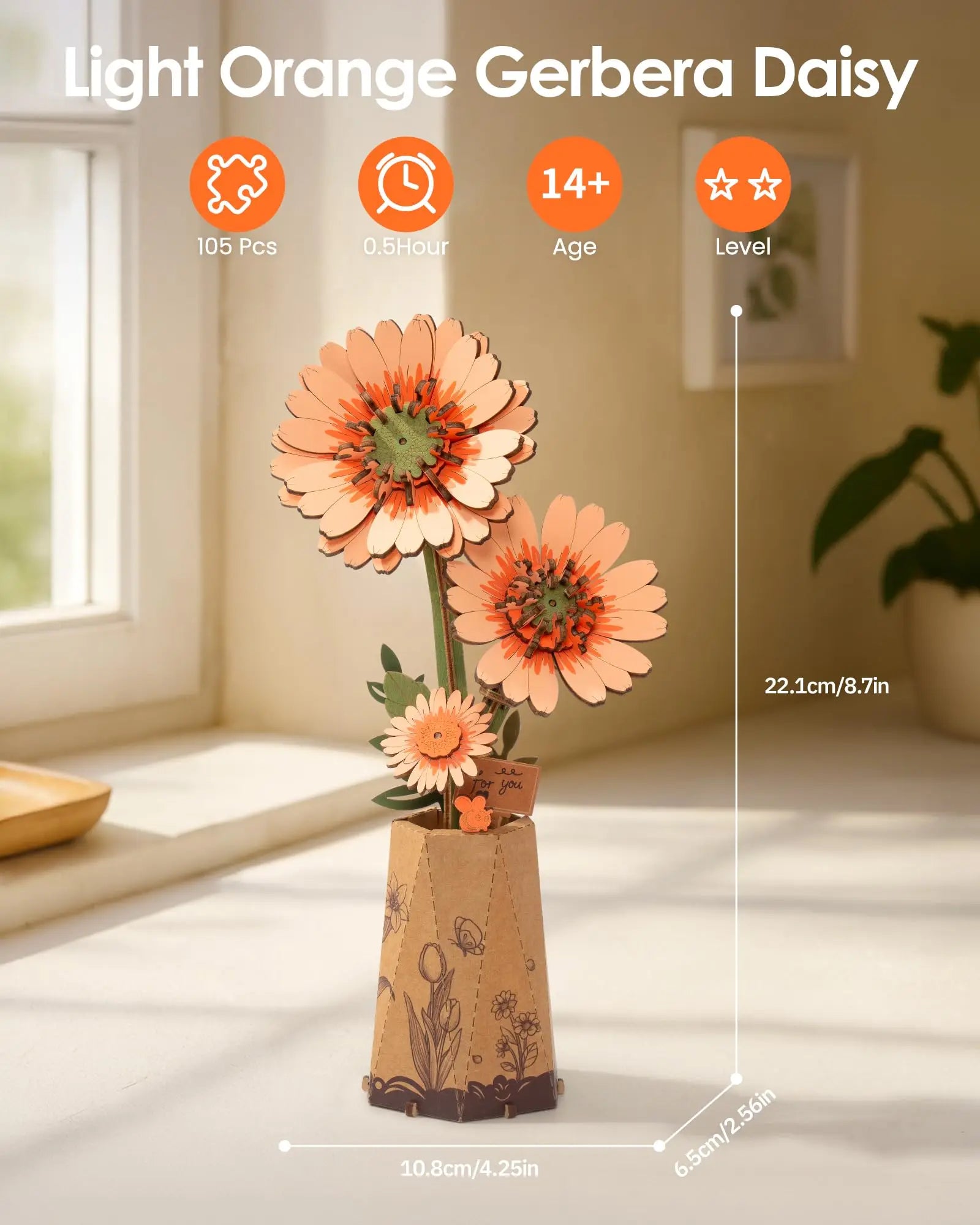3D Houten Puzzel Doe-Het-Zelf – Creatieve Bloemen Bouwset voor Vrouwen – Kerstcadeau & Decoratie