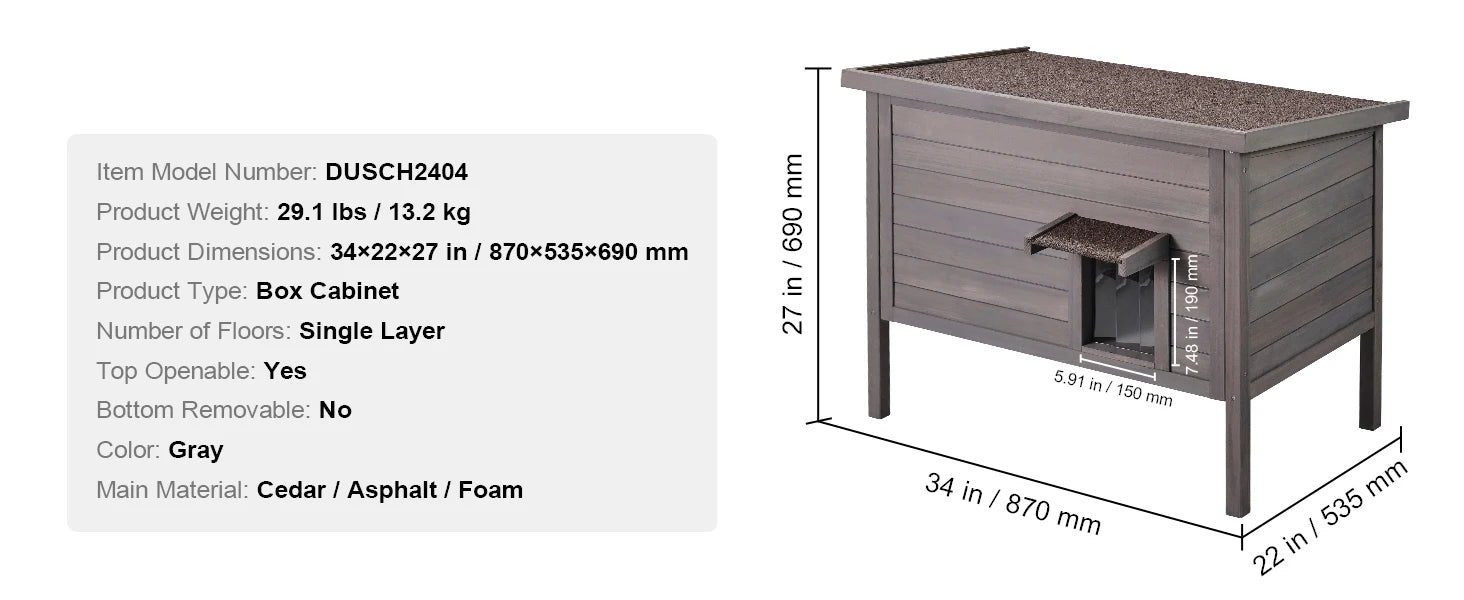 Geïsoleerd Buiten Kattenhuis Hout – Weerbestendig Kattenhok met Dak en PVC Deur – Winterproof Kattenverblijf voor Buiten