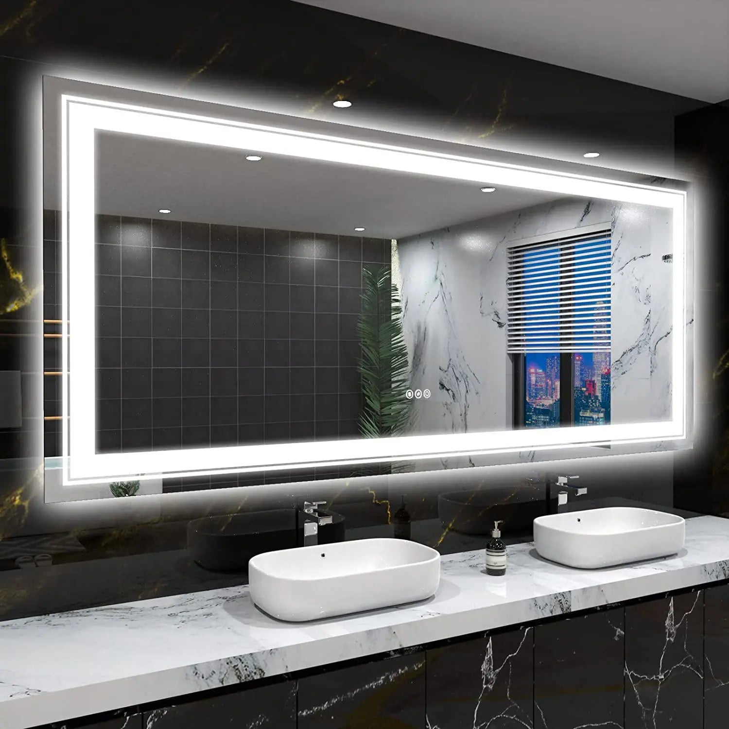LED Badkamerspiegel 120x60 cm met Verlichting, Anti-Condens & Dimbaar Licht – Wandspiegel met Touch Bediening en 3 Lichtkleuren