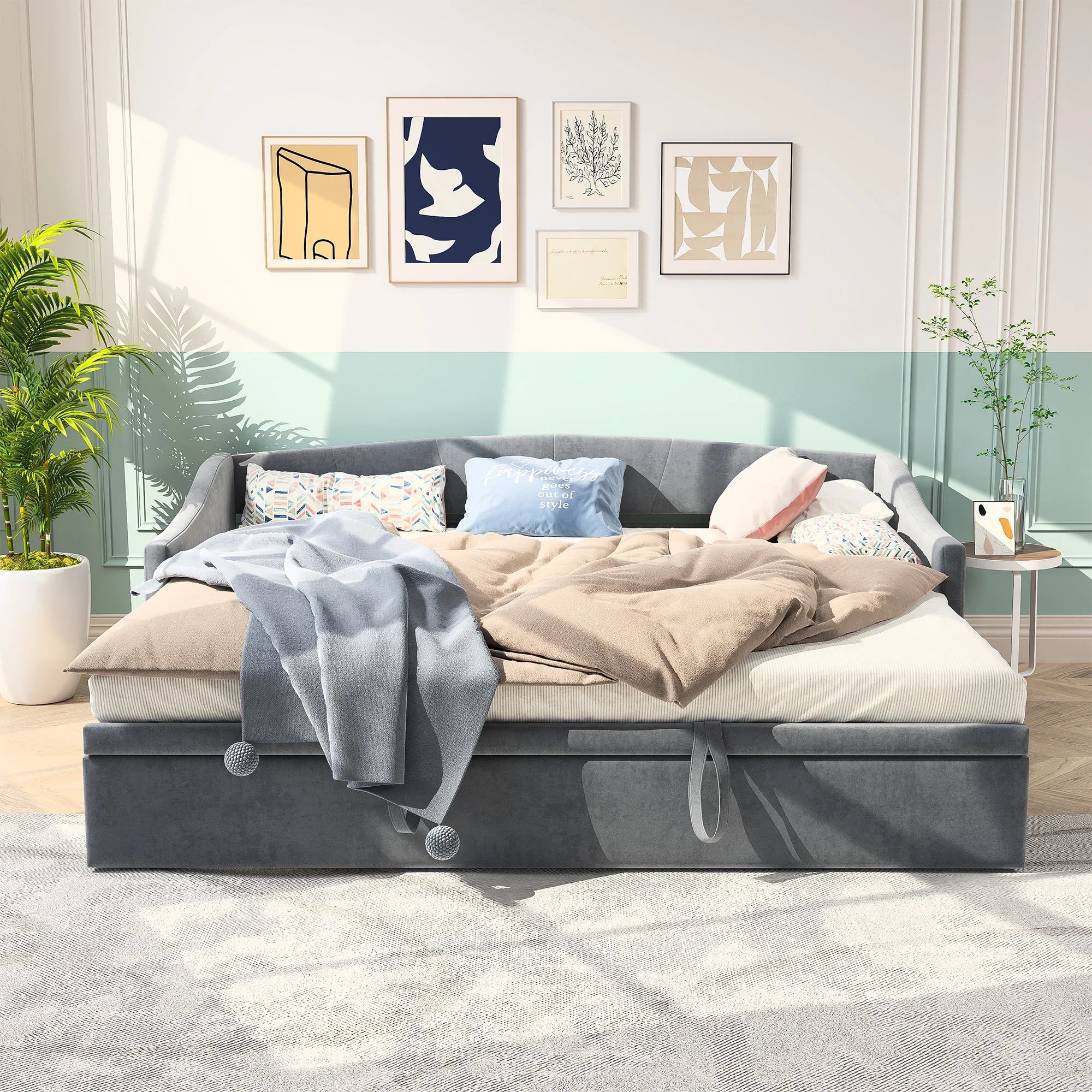 Fluwelen 2‑in‑1 Slaapbank 90×200 cm – Multifunctionele Bank & Bed
