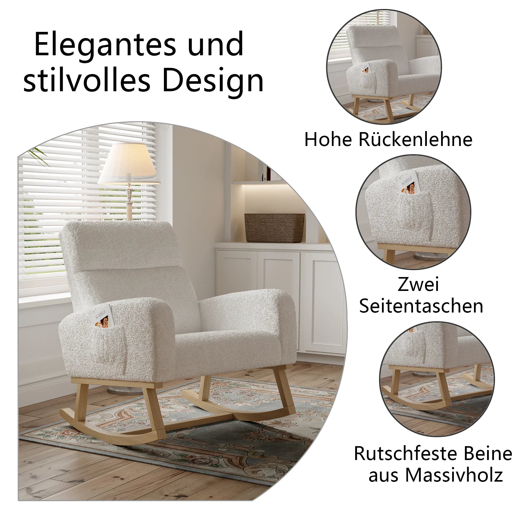 Fluwelen ergonomische schommelstoel – Luxe relaxstoel met comfortabele bekleding en stevig frame