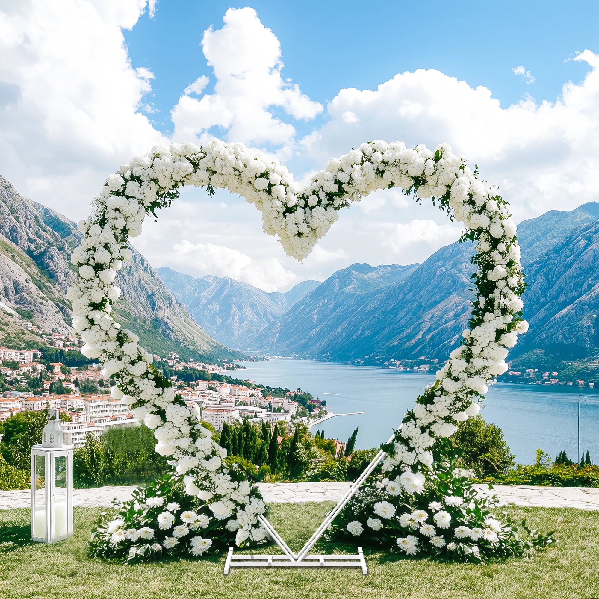 H1 Hartvormige Metalen Bruiloft Boogstandaard – Decoratieve Achtergrond voor Ceremonies