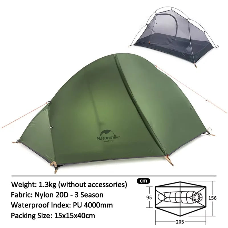Ultralichte 1-Persoons Fietstent – Waterdichte Trekkingtent voor Backpacken en Kamperen