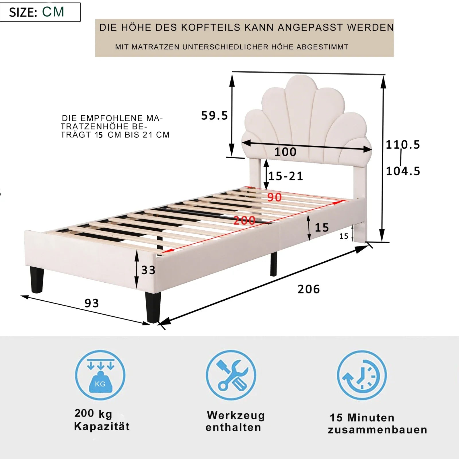Kinderbed 90x200 Meisjesbed Fluweel Bloemenkroon – Speels & Stijlvol