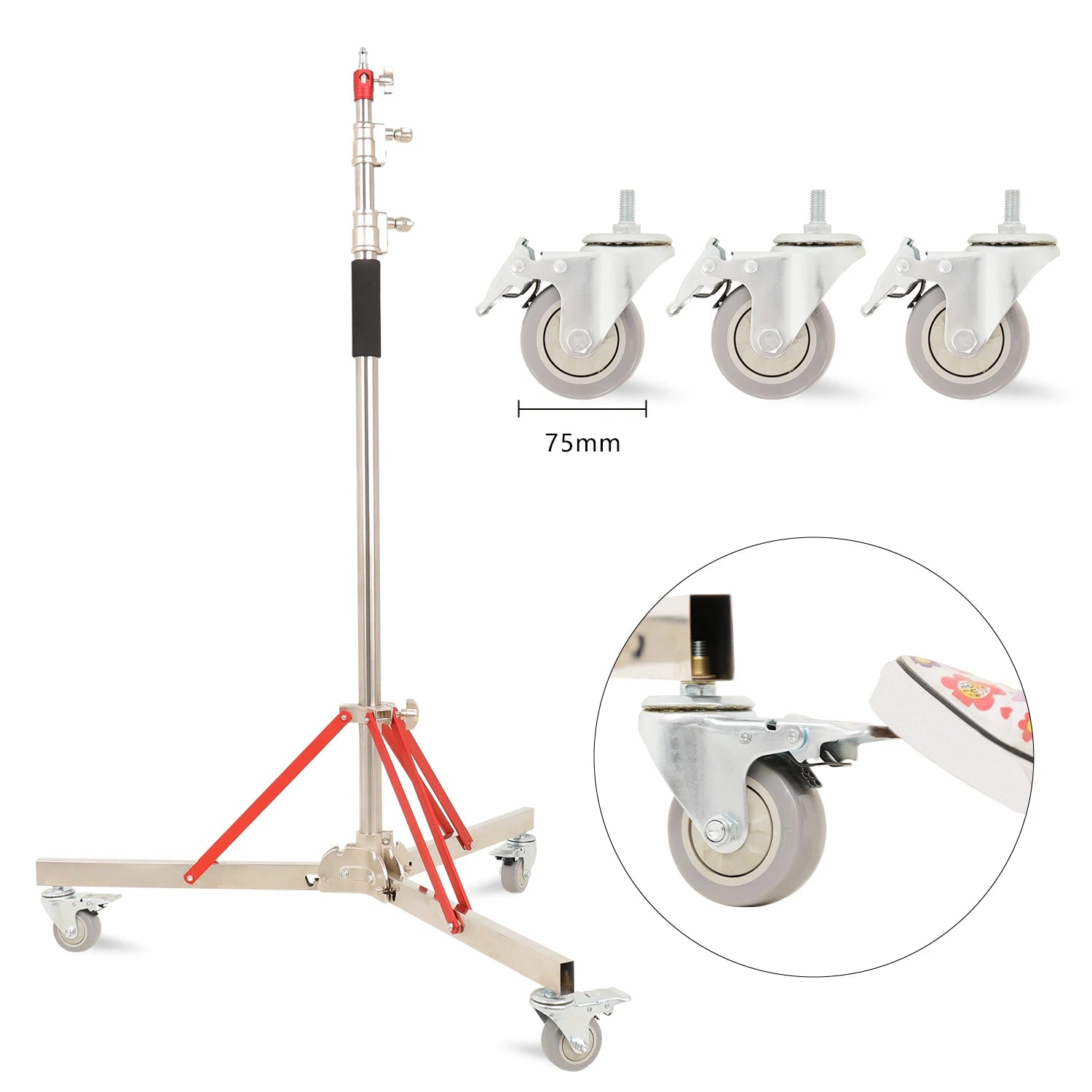 Professioneel 320 cm C-Stand Statief met 3 Wielen – Verstelbaar Fotografie Statief voor Camera’s en Videoproducties