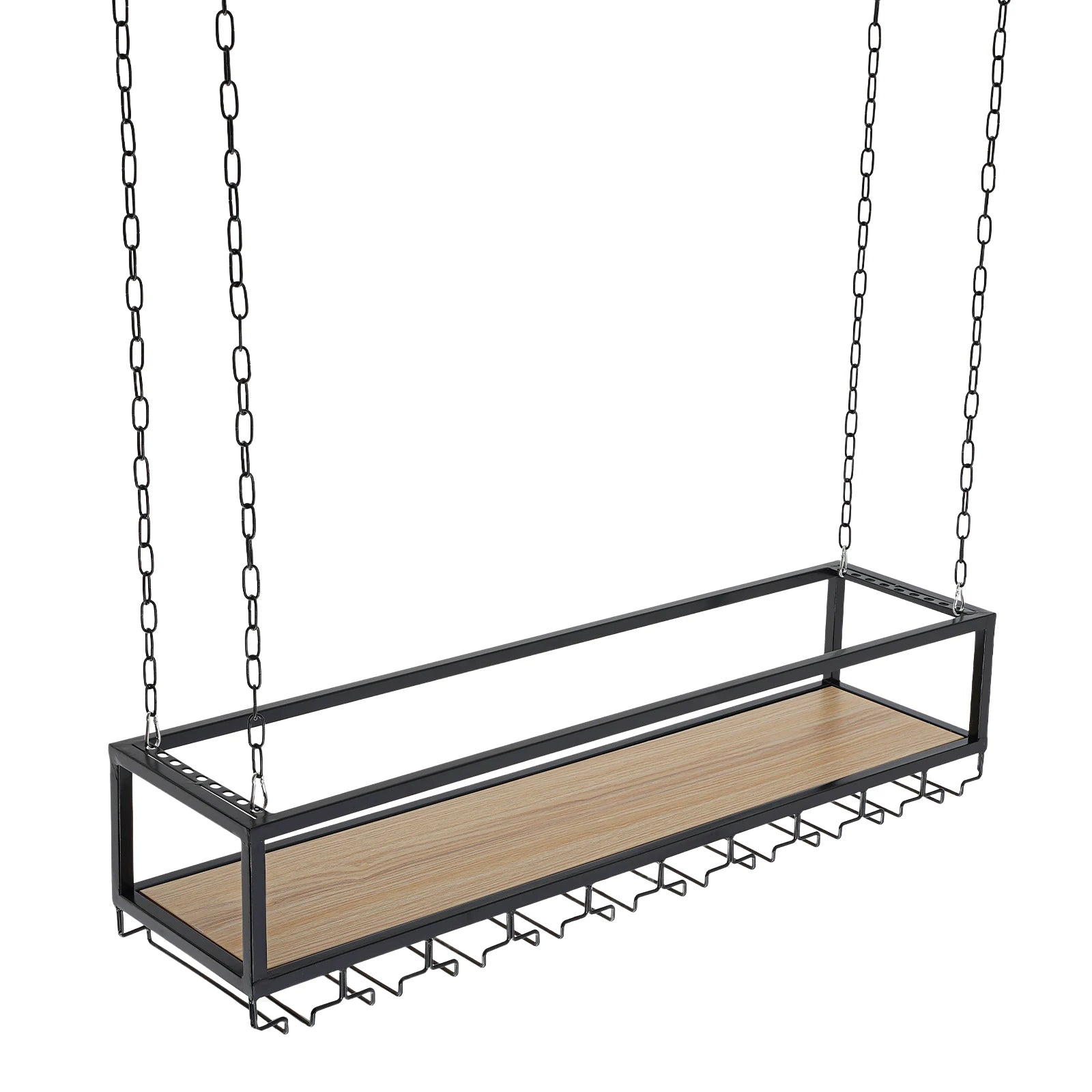 Hangend Wijnrek Industrieel met Glazenhouder – Vintage Plafond Wijnrek Metaal & Hout