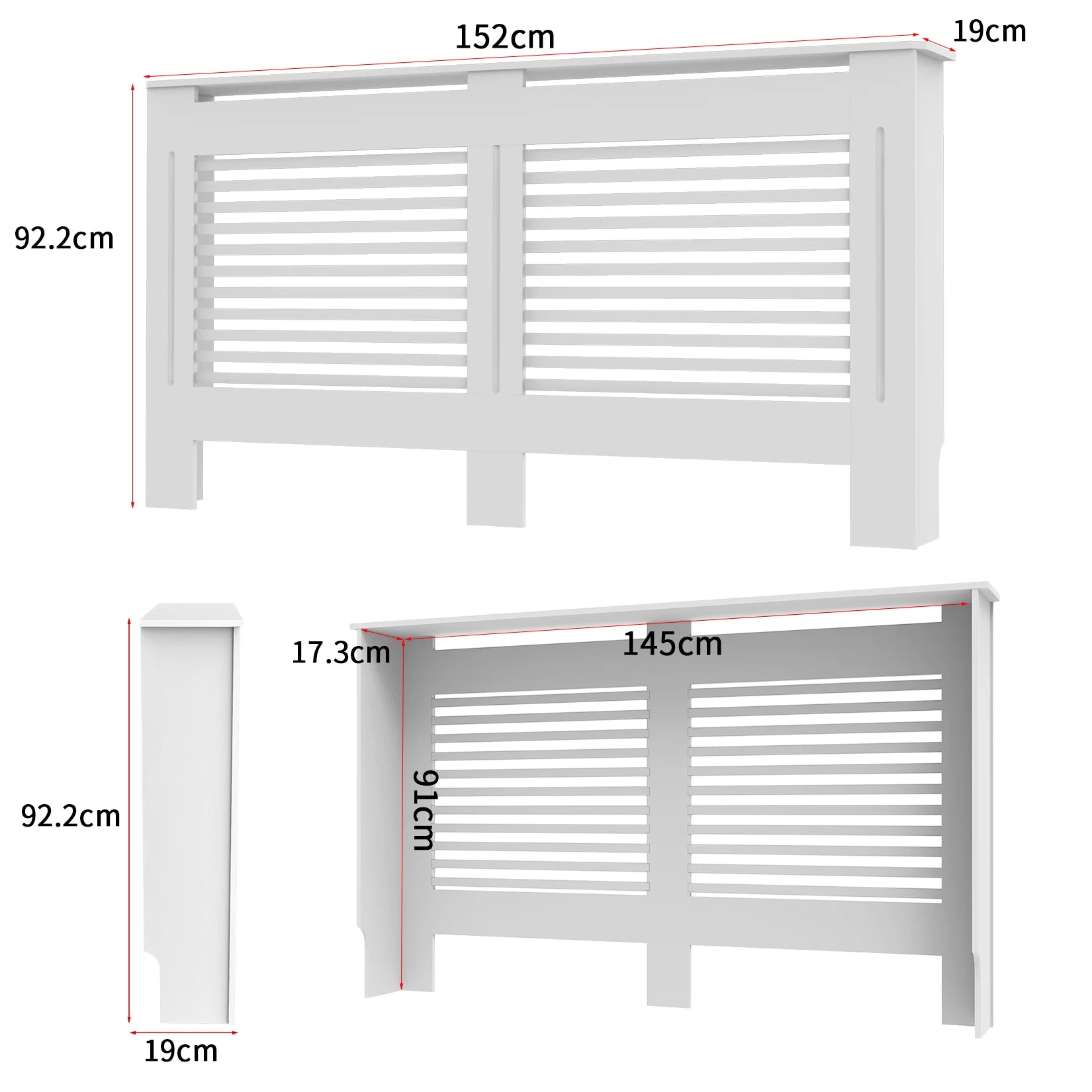 Radiatorombouw MDF Wit – Moderne Radiatorbekleding met Strakke Afwerking en Opbergruimte