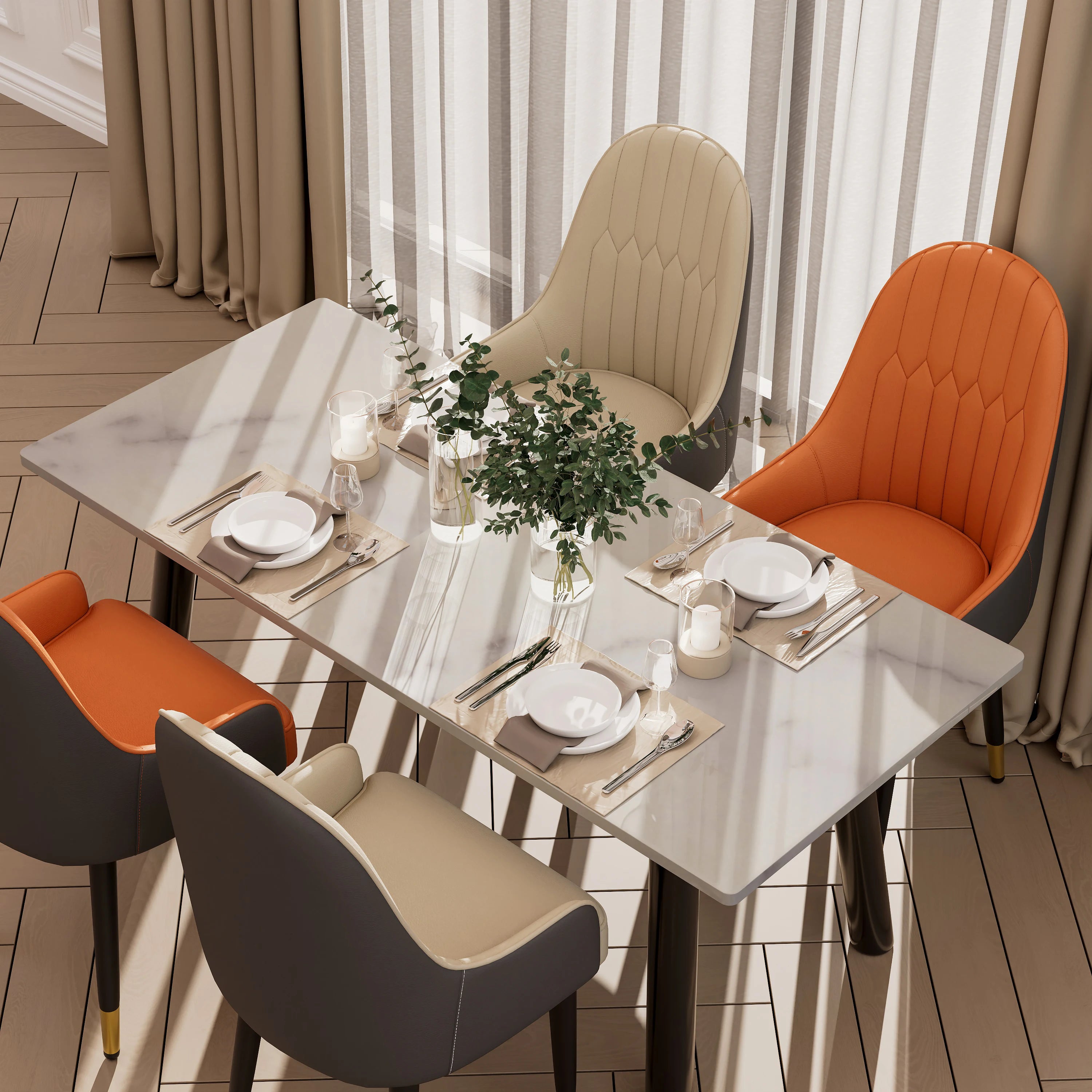 Luxe Eetkamerstoelen Set van 2 – Microvezel Leren Stoelen met Houten Poten | Moderne Gestoffeerde Dining Chairs
