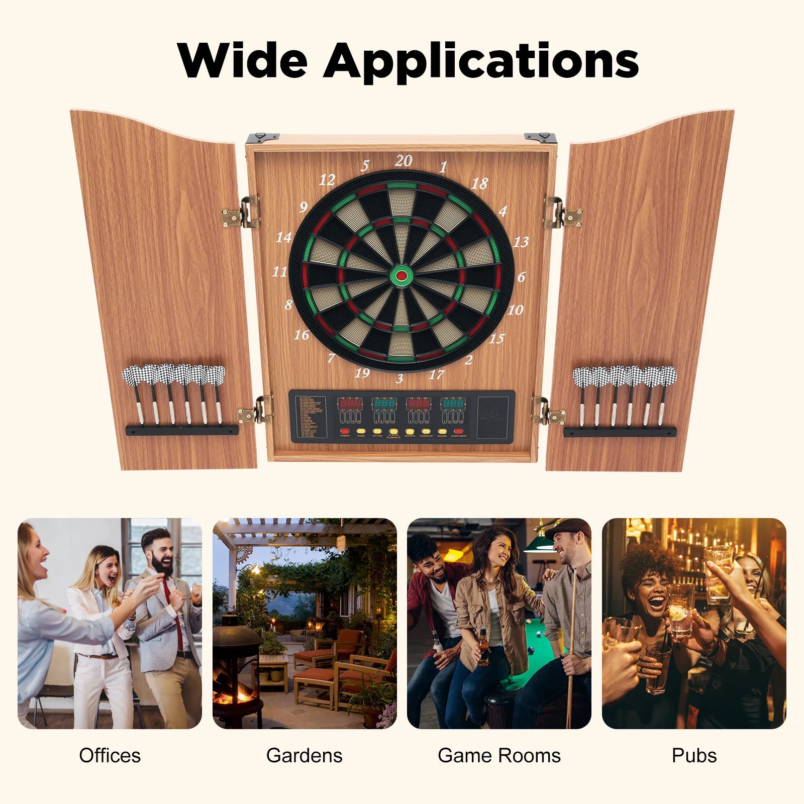 Elektronisch Dartbord met Cabinet – Automatische Score LED Darts Bord Set voor Thuis en Indoor Spellen
