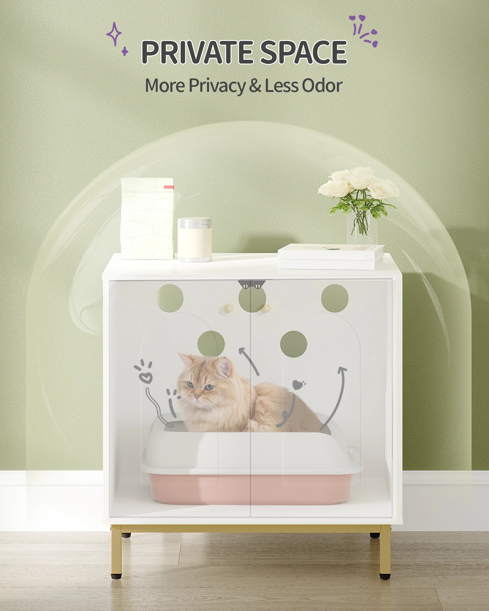 Kattenbak Kast – Stijlvolle Kattenbak Verbergmeubel met Zij-ingang en Zijtafel‑functie