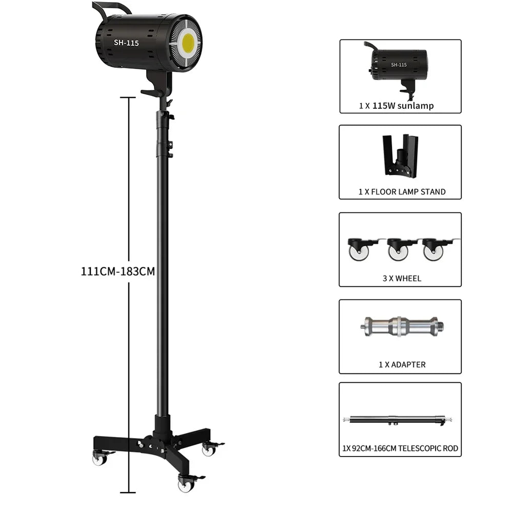 Metalen Vloerlampstatief met Wielen – Fotografie Statief 24‑125 cm Hoogte – Lichtgewicht en Multifunctioneel