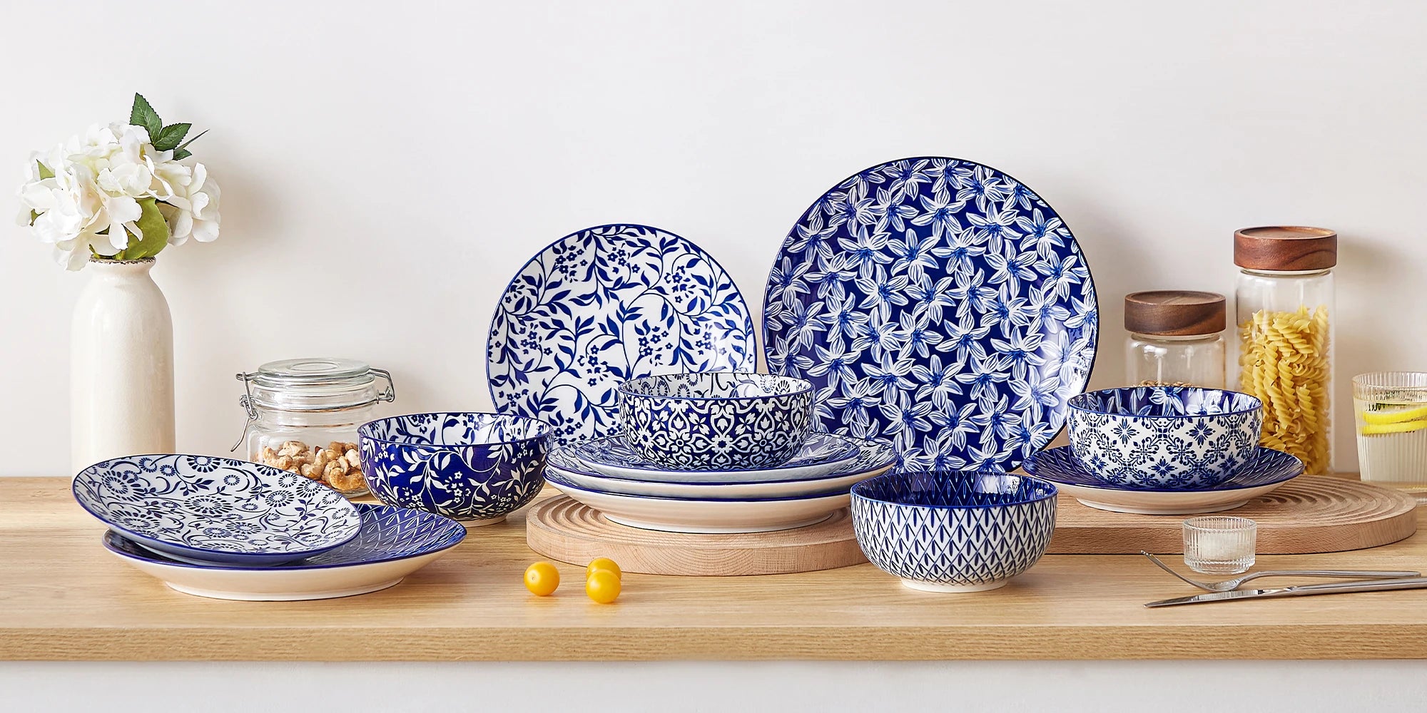 Blauw-Wit Porselein Servies Set 12-36 Delig – Chinese Keramische Bordenset met Kommen en Borden