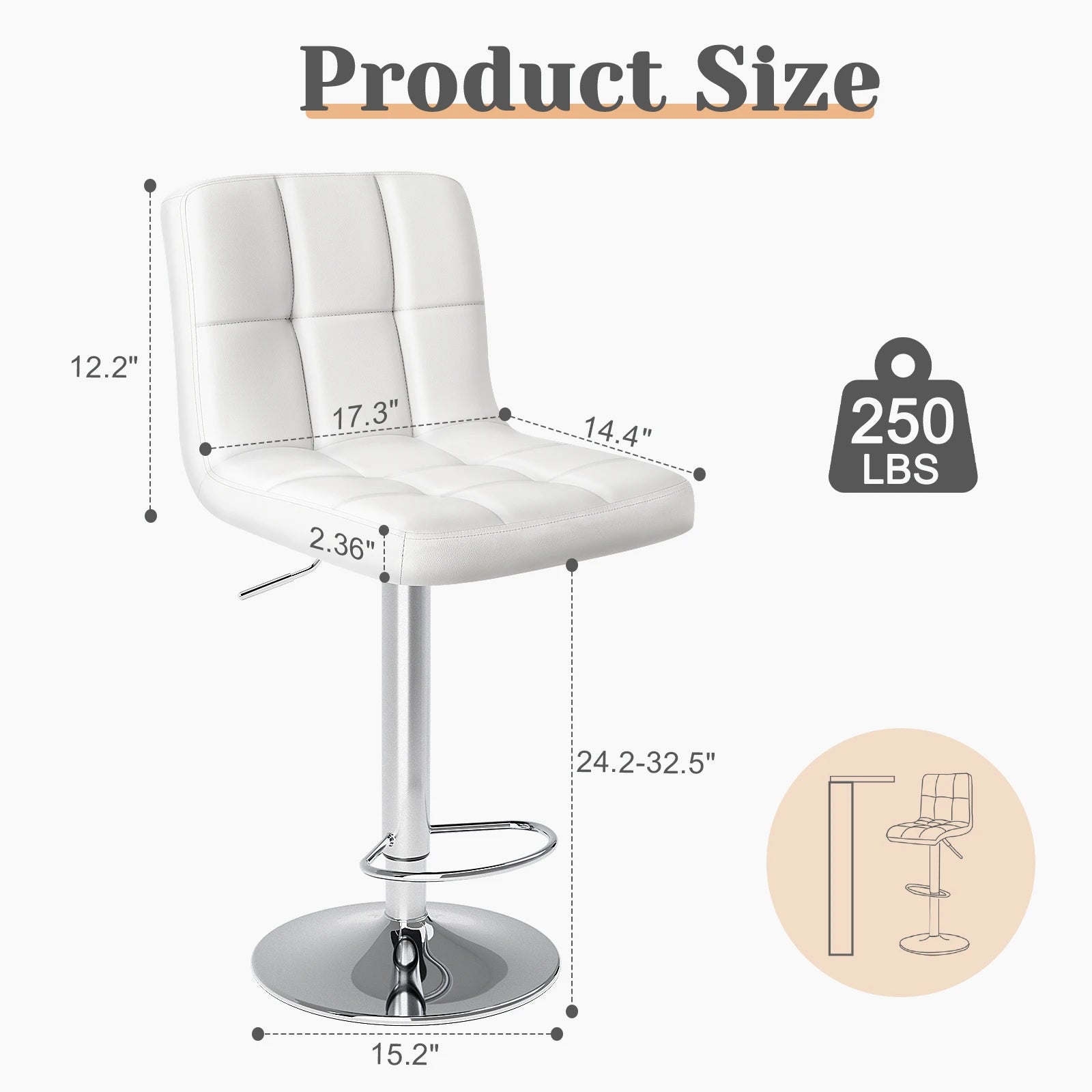Ergonomische Verstelbare PU‑Leren Draaistoel – Comfortabele Bureaustoel met Zachte Zitkussen en 360° Swivel