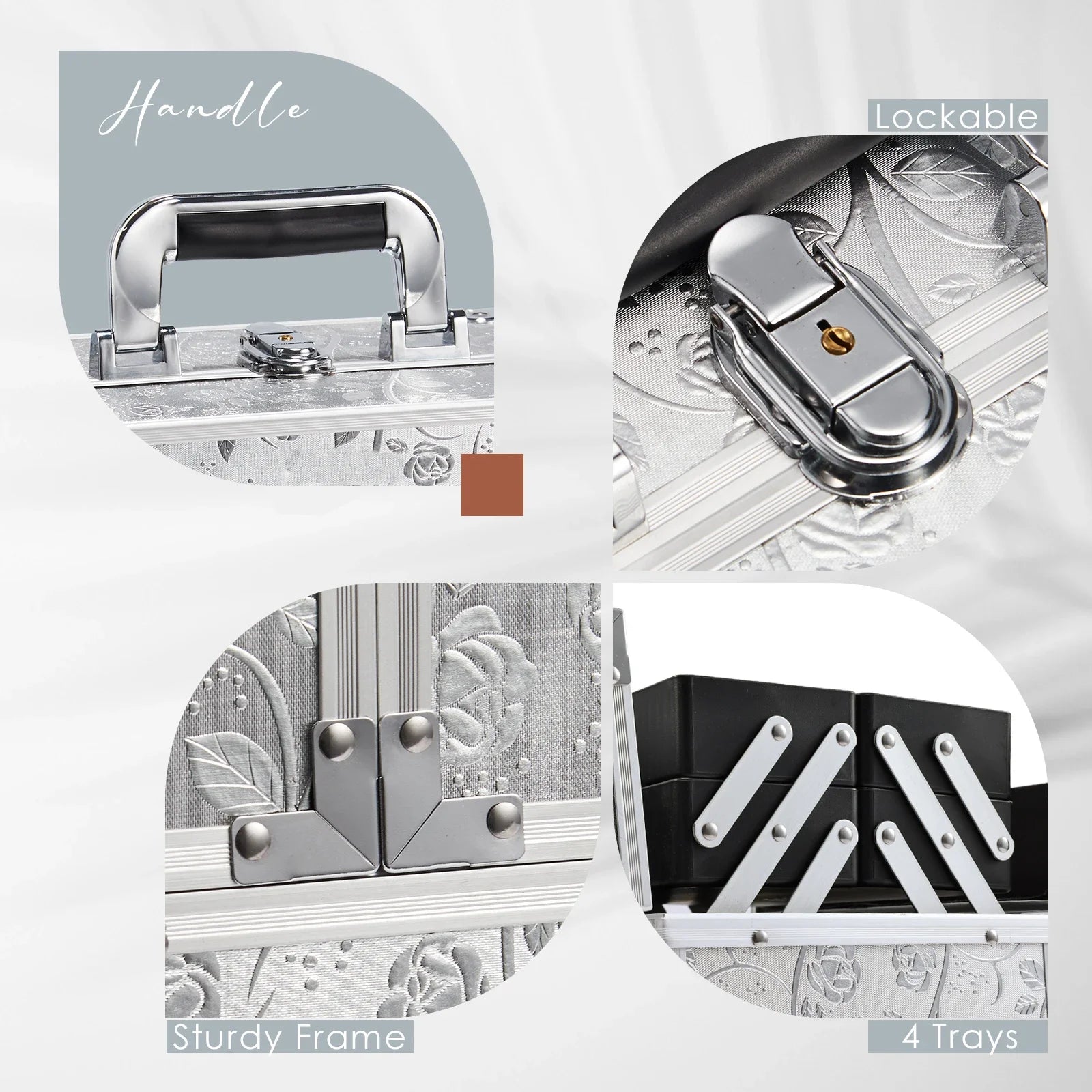 Draagbare Make-up Train Case – 4 Lades Organizer Koffer – Waterdicht en Reisklaar