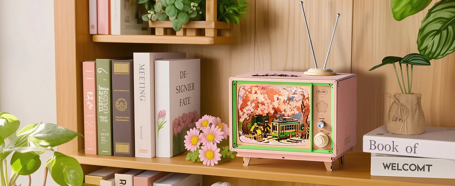 3D Houten Muziekdoos Sakura – DIY Puzzel met LED Licht – Creatief Knutselpakket voor Kinderen en Volwassenen