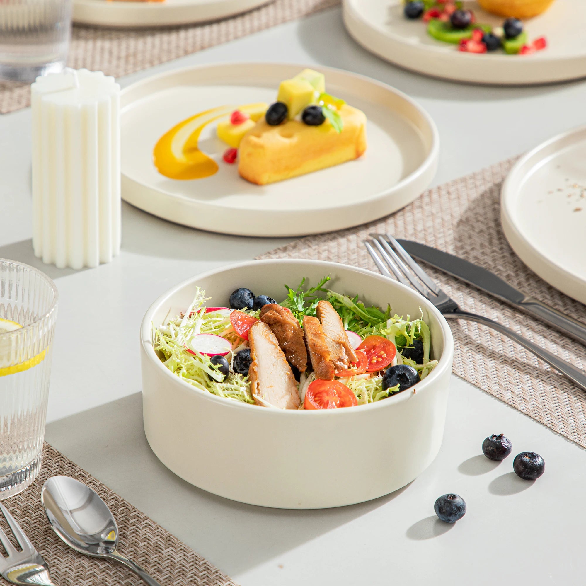 24-delige Serviesset van Steengoed Keramiek – Cream White Vierkant Servies voor 8 Personen