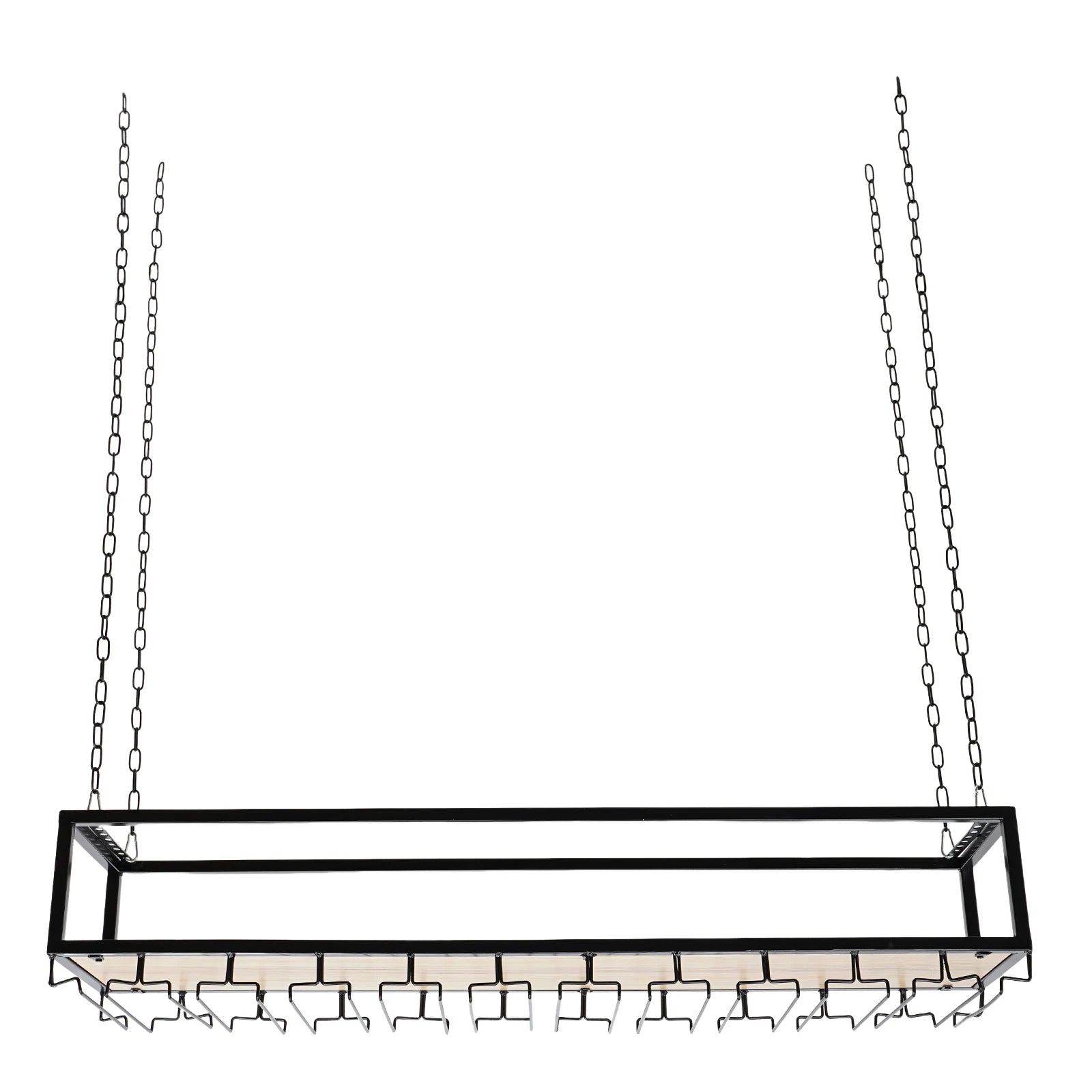 Hangend Wijnrek Industrieel met Glazenhouder – Vintage Plafond Wijnrek Metaal & Hout