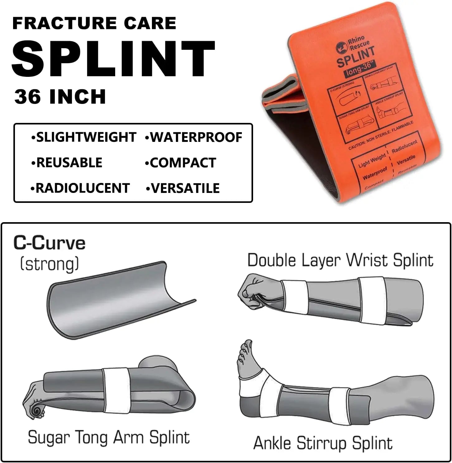 Ultralichte Flexibele Aluminium EHBO‑Spalk – Medische Botbreukspalk