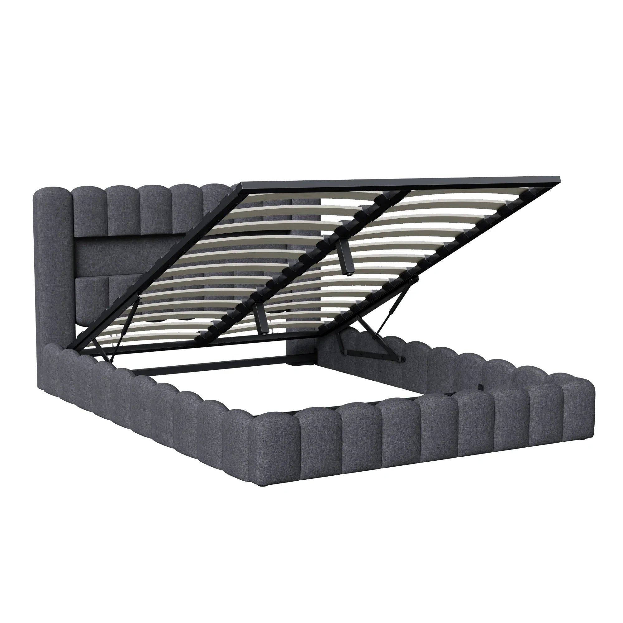 Gestoffeerd Tweepersoonsbed 140–180 cm met LED‑verlichting, USB‑poorten en Opbergruimte – Modern Opbergbed
