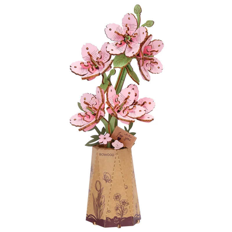 3D Houten Puzzel Doe-Het-Zelf – Creatieve Bloemen Bouwset voor Vrouwen – Kerstcadeau & Decoratie